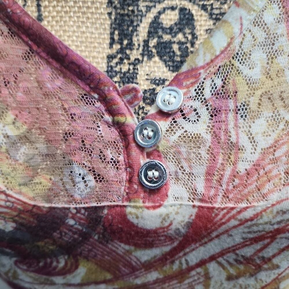 Appropriate Behavior Womens V-Neck Blouse M Multi Abstract Rhinestone - Picture 3 of 7